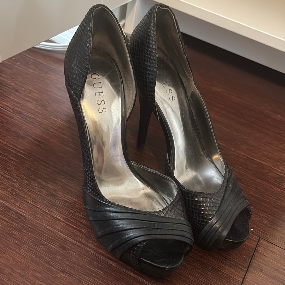 Guess Black High Heel Peep Toe Shoes